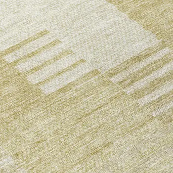 8' Beige And Ivory Round Striped Washable Indoor Outdoor Area Rug