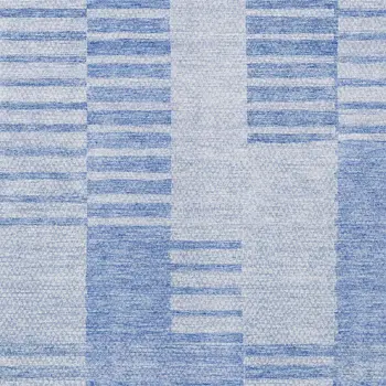 3' X 5' Sky Blue And Denim Blue Striped Washable Indoor Outdoor Area Rug