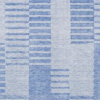 8' X 10' Sky Blue And Denim Blue Striped Washable Indoor Outdoor Area Rug