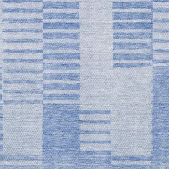 9' X 12' Sky Blue And Denim Blue Striped Washable Indoor Outdoor Area Rug