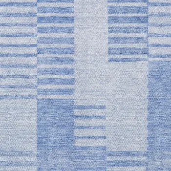 10' X 14' Sky Blue And Denim Blue Striped Washable Indoor Outdoor Area Rug