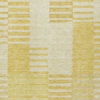3' X 5' Gold Wheat And Ivory Striped Washable Indoor Outdoor Area Rug