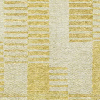 5' X 8' Gold Wheat And Ivory Striped Washable Indoor Outdoor Area Rug