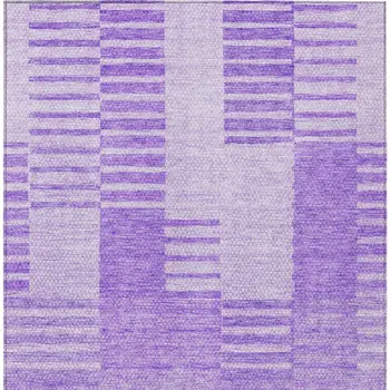 8' X 10' Lavender And Purple Striped Washable Indoor Outdoor Area Rug