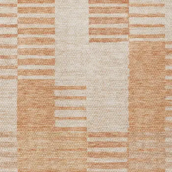 9' X 12' Salmon Peach And Ivory Striped Washable Indoor Outdoor Area Rug