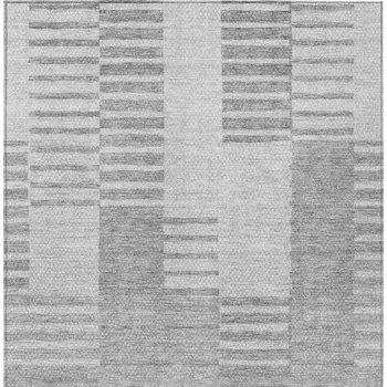 9' X 12' Silver Gray And Ivory Striped Washable Indoor Outdoor Area Rug