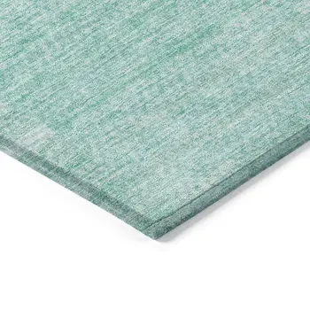 3' X 5' Teal Blue Aqua And Ivory Striped Washable Indoor Outdoor Area Rug