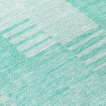 8' Teal Blue Aqua And Ivory Round Striped Washable Indoor Outdoor Area Rug
