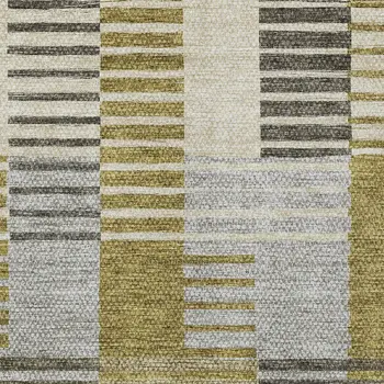 5' X 8' Brown Gold And Taupe Striped Washable Indoor Outdoor Area Rug