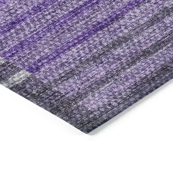 9' X 12' Purple Lavender And Eggplant Striped Washable Indoor Outdoor Area Rug