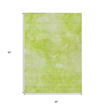3' X 5' Artichoke Green And Lime Green Nautical Washable Indoor Outdoor Area Rug