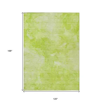 10' X 14' Artichoke Green And Lime Green Nautical Washable Indoor Outdoor Area Rug
