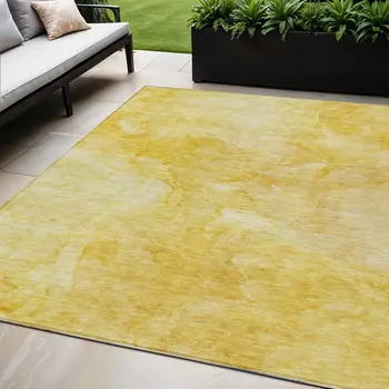 5' X 8' Gold And Yellow Nautical Washable Indoor Outdoor Area Rug