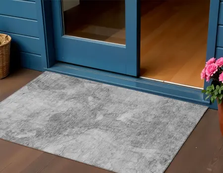 3' X 5' Gray Silver And Charcoal Nautical Washable Indoor Outdoor Area Rug