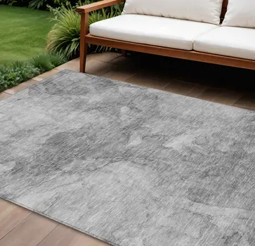 10' X 14' Gray Silver And Charcoal Nautical Washable Indoor Outdoor Area Rug