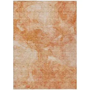 5' X 8' Salmon Peach And Ivory Nautical Washable Indoor Outdoor Area Rug