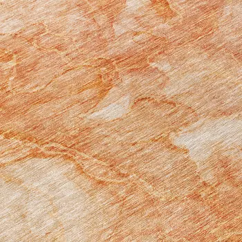 8' Salmon Peach And Ivory Round Nautical Washable Indoor Outdoor Area Rug