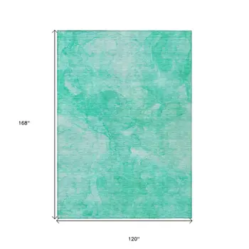 10' X 14' Teal Blue And Aqua Nautical Washable Indoor Outdoor Area Rug