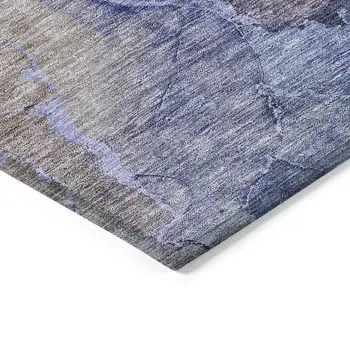 3' X 5' Navy Blue And Beige Abstract Washable Indoor Outdoor Area Rug
