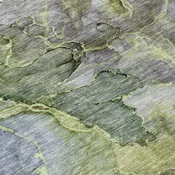3' X 5' Olive Green And Gray Abstract Washable Indoor Outdoor Area Rug