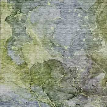 10' X 14' Olive Green And Gray Abstract Washable Indoor Outdoor Area Rug