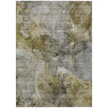 5' X 8' Taupe Brown And Gray Abstract Washable Indoor Outdoor Area Rug