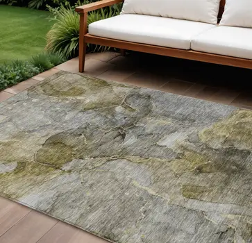 10' X 14' Taupe Brown And Gray Abstract Washable Indoor Outdoor Area Rug