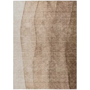 5' X 8' Brown And Beige Ombre Washable Indoor Outdoor Area Rug