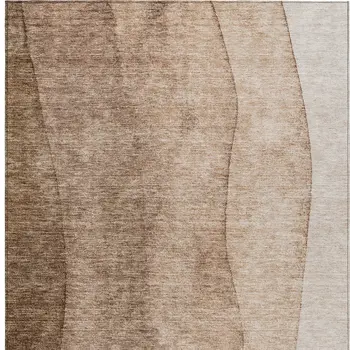 8' X 10' Brown And Beige Ombre Washable Indoor Outdoor Area Rug