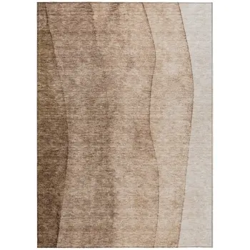 10' X 14' Brown And Beige Ombre Washable Indoor Outdoor Area Rug