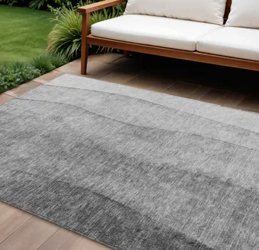 8' X 10' Gray Silver And Charcoal Ombre Washable Indoor Outdoor Area Rug