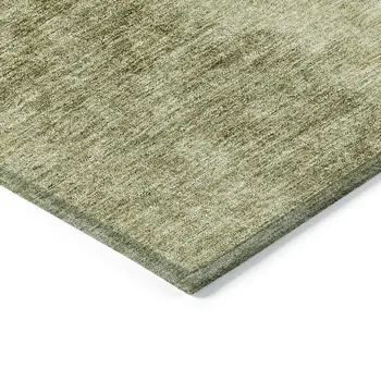 5' X 8' Olive Green And Artichoke Green Ombre Washable Indoor Outdoor Area Rug