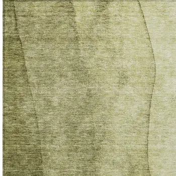 9' X 12' Olive Green And Artichoke Green Ombre Washable Indoor Outdoor Area Rug