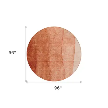 8' Red Copper And Terra Cotta Round Ombre Washable Indoor Outdoor Area Rug