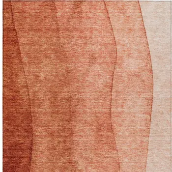 9' X 12' Red Copper And Terra Cotta Ombre Washable Indoor Outdoor Area Rug