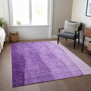 3' X 5' Purple And Lavender Ombre Washable Indoor Outdoor Area Rug