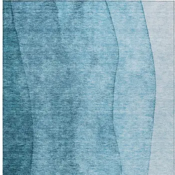 8' X 10' Teal Blue Aqua And Blue Ombre Washable Indoor Outdoor Area Rug