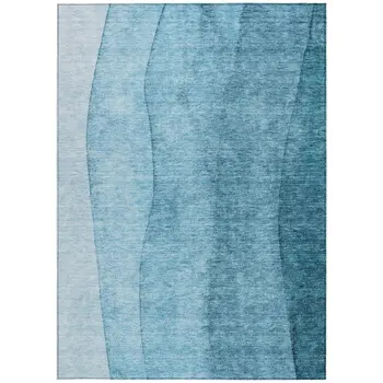 10' X 14' Teal Blue Aqua And Blue Ombre Washable Indoor Outdoor Area Rug