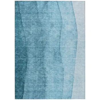 10' X 14' Teal Blue Aqua And Blue Ombre Washable Indoor Outdoor Area Rug