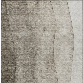 8' X 10' Taupe Brown And Ivory Ombre Washable Indoor Outdoor Area Rug
