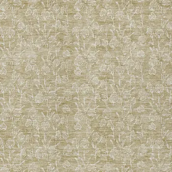 5' X 8' Beige And Ivory Floral Washable Indoor Outdoor Area Rug