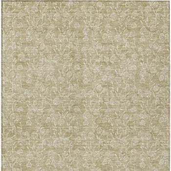 10' X 14' Beige And Ivory Floral Washable Indoor Outdoor Area Rug