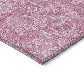 5' X 8' Blush And Ivory Floral Washable Indoor Outdoor Area Rug