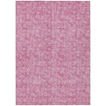 8' X 10' Blush And Ivory Floral Washable Indoor Outdoor Area Rug