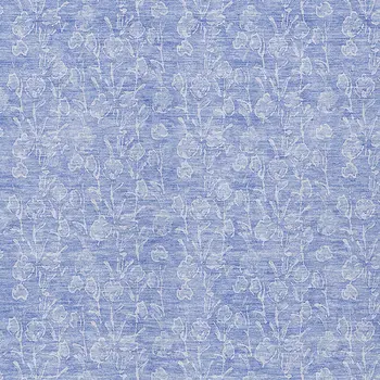 3' X 5' Denim Blue And Ivory Floral Washable Indoor Outdoor Area Rug