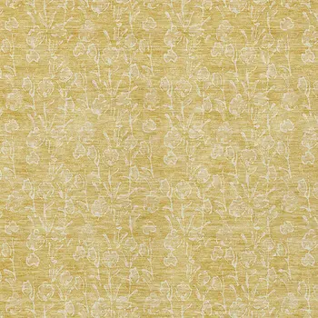 3' X 5' Gold And Ivory Floral Washable Indoor Outdoor Area Rug