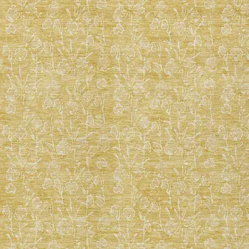 5' X 8' Gold And Ivory Floral Washable Indoor Outdoor Area Rug