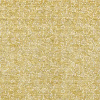 8' X 10' Gold And Ivory Floral Washable Indoor Outdoor Area Rug