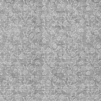 8' X 10' Silver And Ivory Floral Washable Indoor Outdoor Area Rug