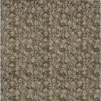 3' X 5' Brown And Ivory Floral Washable Indoor Outdoor Area Rug